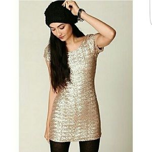 Gold Sequin Mini Dress